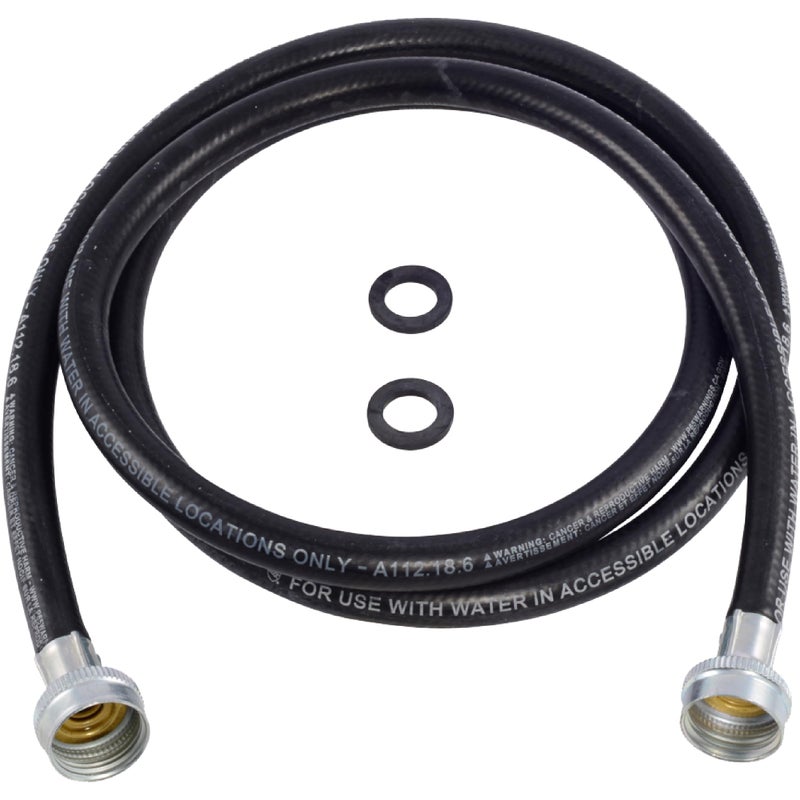 Eastman Rubber Washing Machine Hose, 3/4 Inch FHT x 3/4 Inch FHT Connection, 6 Foot Black Rubber, 60325N - Image 1